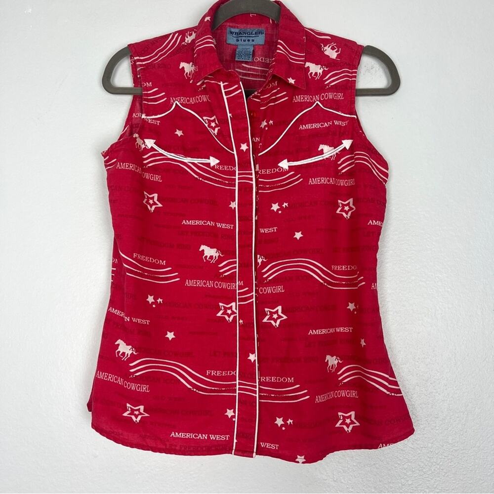 Wrangler Blues | Western Shirt Vintage American Cowgirl Red White Festival M - Picture 3 of 12